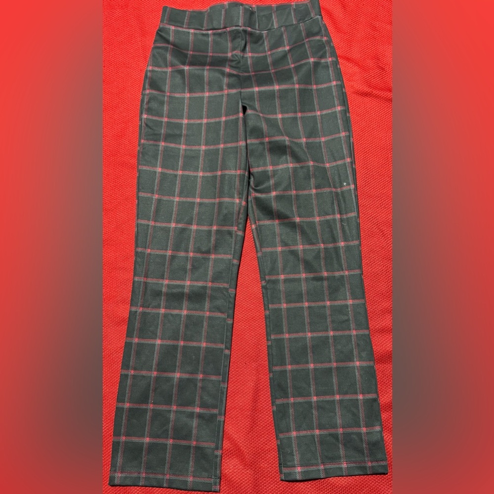 Sanctuary Women's Black and Red Checkered Trousers
